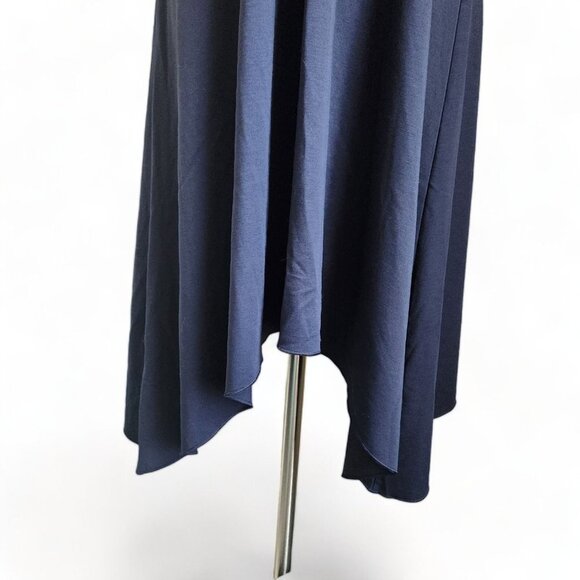 Ann Taylor V Neck Ruffle Flutter Sleeve Midi Maxi Dress Size XS Petite Navy Blue - Picture 3 of 12
